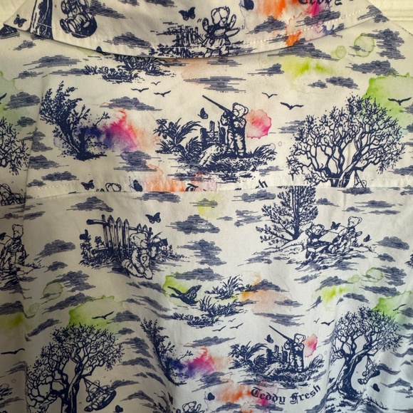 Teddy Fresh - Toile Camp Shirt (Colorful button shirt) Size Large (unisex) - Picture 4 of 4